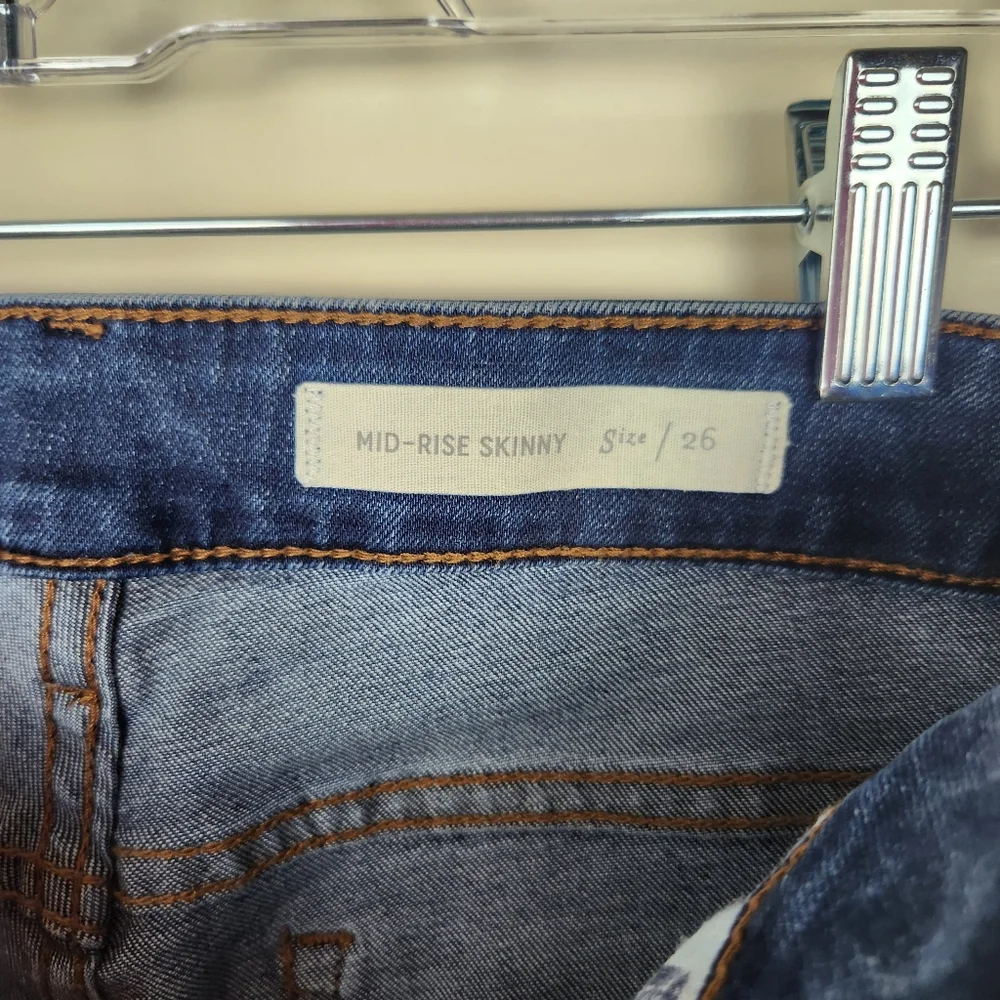Anthropologie Pilcro Jeans Split Hem Skinny Mid Rise Blue Size 26